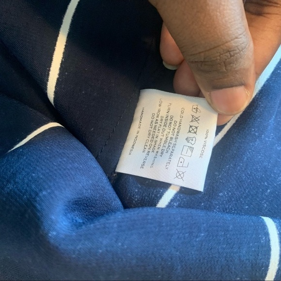 Faithfull the Brand Blue Striped Mini Dress Slip Satin V-back Size 4 - Picture 13 of 14